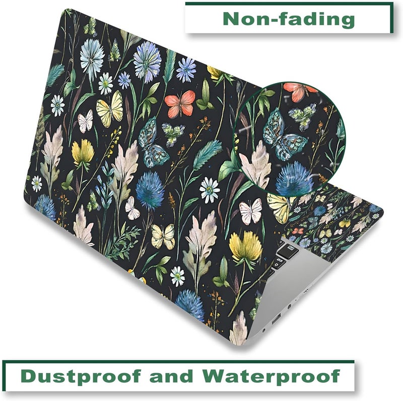 ARTSO Laptop Skin Sticker Cover Decal, 12 13 13.3 14 15 15.4 15.6 inch Laptop Notebook Vinyl Skin Sticker Cover Art Protector, Flower Leaf Butterfly - Image 3